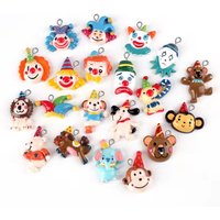 10pcs Mix Diy Resin Cartoon Hand Painted Circus Clown Charms Cabochon Ornament Craft Pendants Decoration Jewelry Making Material