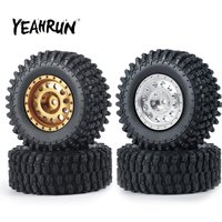 YEAHRUN 4PCS 1.0" Metal Beadlock Wheel Rims Tires Set for 1/24 RC Crawler Car Axial SCX24 90081 AXI00001 AXI00002 Deadbolt