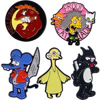 Cartoon Black Cat Brooches For Women Funny Mouse Enamel Pin Metal Badge Jewelry Clothing Backpack Accessories Friends Gift