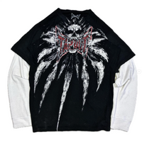 Tapout Gothic Render Langarm T Shirt Männer Distressed Gefälschte Zwei Stücke Streetwear Übergroßen Shirt Stil Goth Hohe Druck Mode