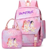 KPop Demon Hunters Backpack Set With Lunch Bag Pencil Bag Boys Student Schoolbag Capacity Light Laptop Travel Knapsacks