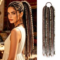 Synthetic Bohemian woven ponytail wig, hand woven headband with beads, dirty braid suitable for women to wear
