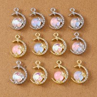 5pcs 14*14mm Delicate Gemtone Crystal Moon Charms Pendant for Jewelry Making Necklace Bracelet Earrings DIY Accessories Supplies