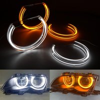 131mmx4 DTM LED Angel Eyes For BMW E46 E39 E36 E38 halogen Xenon Headlight Crystal Switchback Lights Accessories Tuning DIY