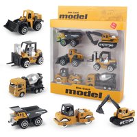 6pcs/set Alloy Engineering Truck Loader Tractor Excavator Classic Construction Model Vehicle Toys Educational Toys for Kid Gifts