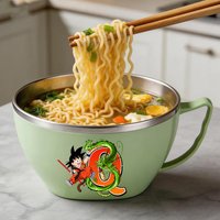 Dragon Ball Instant Noodle Bowl Boy Cute Anime Figure Dining Bowls Dormitory Portable Stainless Steel Noodle Bowl Tableware Gift