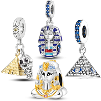 Silver Plated Pyramid Mum Dangle Charm Fit Bracelet Cleopatra Pharaoh Charms Beads Pendant Original Jewelry