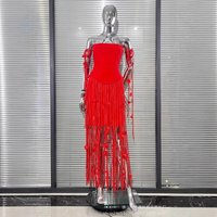 New Style Women Tassels Petal Strapless Bandage Madi-Dress Sleeveless Backless Gowns Celebrate Evening Club Party Cocktail Wear