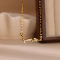 Fashion Zircon Arabic Necklaces For Women Gold Color Stainless Steel Arabic Love Statement Pendant Necklace Wedding Jewelry Gift