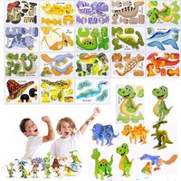 50Pcs Dinosaur Paper Jigsaw Puzzles Party Favor Kids Toys Birthday Party Giveaway Classroom Treasure Box Rewards Pinata Fillers