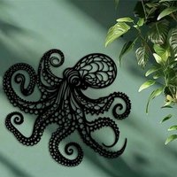 Large Black Metal Octopus Wall Art Gothic Victorian Nautical Bathroom Decor
