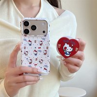 Polka Dot HelloKitty with Magsafe Holder Phone Case for iPhone 16 Pro Max 15 Pro 16 17 Cover Cute Funda With Holder Cases