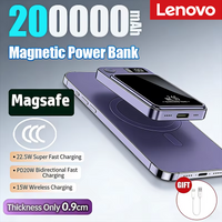 Lenovo 2026 200000mAh Magnetic Wireless Power Bank Portable Fast Charger For Magsafe Auxiliary Battery For iphone Huawei Samsung