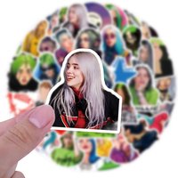 55Pcs Singer Billie Eilish Stickers Fashion DIY Decorative Stickers Stationery Cups Computer Waterproof Stickers