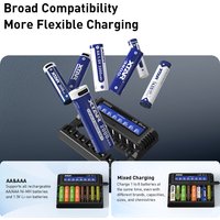 XTAR L8 Pro Charging Kit with 8-Slot Dock & 8×AA 4150mWh or 8×AAA 1620mWh 1.5V Li-ion Rechargeable Batteries USB-C Dual Repair