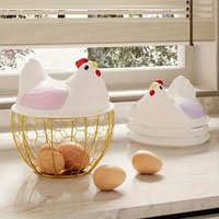 Chicken Shaped Kitchen Storage Basket with Lid Wire Mesh Egg Fruit Holder for Countertop Farmhouse Decorative Organizer Basket