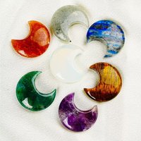 5pcs/10pcs 30mm Natural Stone Moon Shaped Statue Crystal Amethyst Reiki Healing Energy Gem DIY Jewelry Ornament Home Decor