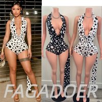 FAGADOER Sexy Polka Dot Irregular Top 2 Piece Sets Print Ruched Deep V Lace-up Top + Bodycon Shorts Suits Night Club Outfits