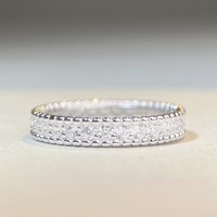 PT950 platinum bead ring for women, full diamond and zirconia ring, trendy and simple, small-batch design ring.