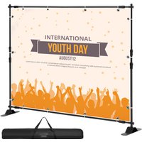 SucceBuy 3x2.4M toile de fond support de fond télescopique réglable support de bannière pour Photocall vidéo mariage événement fête