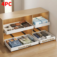 Under Sink Organizer 4 Drawer Pull Out Cabinet System, Adjustable Width Heavy Duty Steel Slide Out Drawers