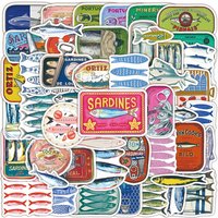 50-Pack Ins Style Sandstorm Fish Graffiti Stickers for Journaling Phone Album Helmet Guitar Fridge Luggage Waterproof DIY Decals