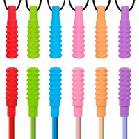 1/6pcs Silicone Baby Teether Pencil Topper Pendant Sensory Chew Necklace for with Autism ADHD SPD Chewing Biting Oral Motor