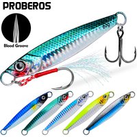PROBEROS 5pcs Luya Iron Plate Sea Fishing Metal Bionic Bait 17g/21g/24g/30g/40g/60g Double Hooks Luminous Fake Bait Wholesale