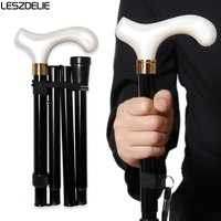 Adjustable Folding Walking Stick 87cm-97cm White Resin Handle Black Aluminum Alloy Canes Men And Women Lightweight Walking Stick