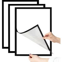 3pcs Black Gold Silver Magnetic Plastic Photo Frame A4/A5/A6 Self-adhesive Reusable Picture Frames Advertising Display Stand