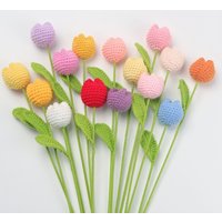 1PC Cute Knitted Tulip Flower Creative Crochet Tulip Artificial Bouquets Graduation Flower Bouquet Wedding Friends Gift