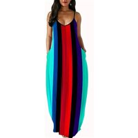 Plus size fashion new summer hot item striped print temperament suspender plus size dress long skirt