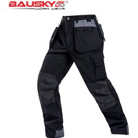 Pantalon de travail multi-poches, pantalon cargo charpentier noir gris pour hommes