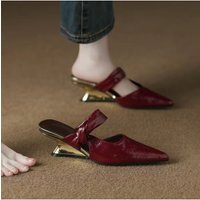 Absolutely Beautiful Slip-on Pointed Toe Sandals for Women, Outdoor Half-slippers, 2026 Summer French-style High-heeled Sandals