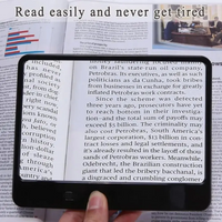 3X LED Magnifier Full Page Reading Sheet Lightweight for Seniors Kids Low Vision Craft Hobby Repair Books Newspaper