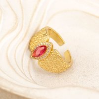 Nidin New Retro Rose Red/Green Crystal Zircon Open Rings Adjustable For Women Men Banquet Wedding Party Vintage Finger Jewelry