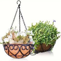 5pcs 12inch Hanging Basket Flower Pot Coconut Palm Pastoral Wall Hanging Succulent Plant Green Ivy Hanging Basin Home Decor Item