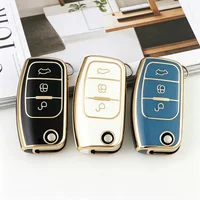 TPU Smart Remote Auto Key Shell Fob for Ford Focus Fiesta C-Max 3 Buttons Flip Folding Car Key Shell Protector Accessories