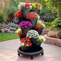 Stackable Plant Pot Set Indoor Outdoor Garden Balcony Flower Pot Multi-Functional Movable Planting Container for Strawberry Vegetables