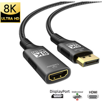 8K@60Hz DisplayPort to HDMI Compatible DP to HDMI Cable 4K@120Hz One-way Conversion Converter Video Audio For HDTV PC Projector