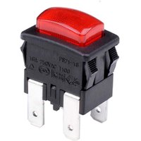 2pcs Red 4 Pins 16A Self-Lock On Off Push Button Rocker Switch PS21-16 With Light Heater Electrical Touch Switch 21*15*31mm T100