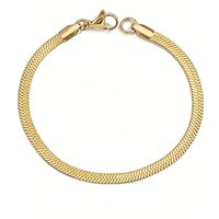 Minimalist 14K Gold Plated Stainless Steel Snake Blade Bracelet Fashion Simple Herringbone Chain Women Daily Wear Jewelry Gift