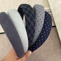 Korean Style Fashion Padded Hairband Simple Plaid Dot Headband Elegant Cotton and Linen Hair Hoop Quality Women Hair Accessories