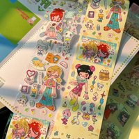 35cm/42cm Cute Original Sticker Japanese Character Packaging Rainy Day Bookstore Panda Girl Y2k Account Sticker Cutting Film
