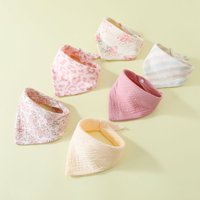 6pc Baby Bibs Set Cotton Baby Drool Towel for Newborn 2 Layer Gauze Muslin Triangular Feeding Saliva Towel Soft Burp Cloths