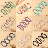 JD Irregular Crystal Chip Stone Strand Bracelets Women Men Bohemian Reiki Healling Stretch Amethyst Jewelry Best Friend Gifts