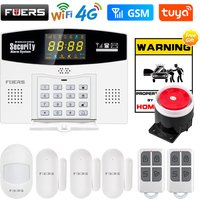 Fuers W214 WIFI 4G GSM Drahtloses Alarmsystem Kompatibel mit Tuya Smart Einbruchmeldeanlage Kabelgebundene Sicherheitszone Verbindet sich mit Alexa Google Bewegungssensor