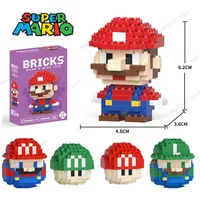 cartoon Doll Building Blocks Mario bro Luigi Pikachu Animal Model Small Particles Assembled DIY Puzzle kids birthday toys gifts