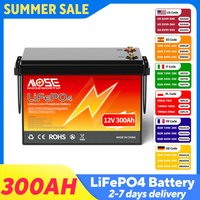 MOSEWORTH 12V 300Ah LiFePO4 Battery Pack with 200A BMS Lithium Iron Phosphate Batteries 8000+ Cycles For Solar RV Campers