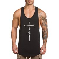 Fitness Guys Running Vests Men Bodybuilding Stringer Tank Tops Summer Cotton Fashion Casual Singlets Muscle Gym Sleeveless Shirt